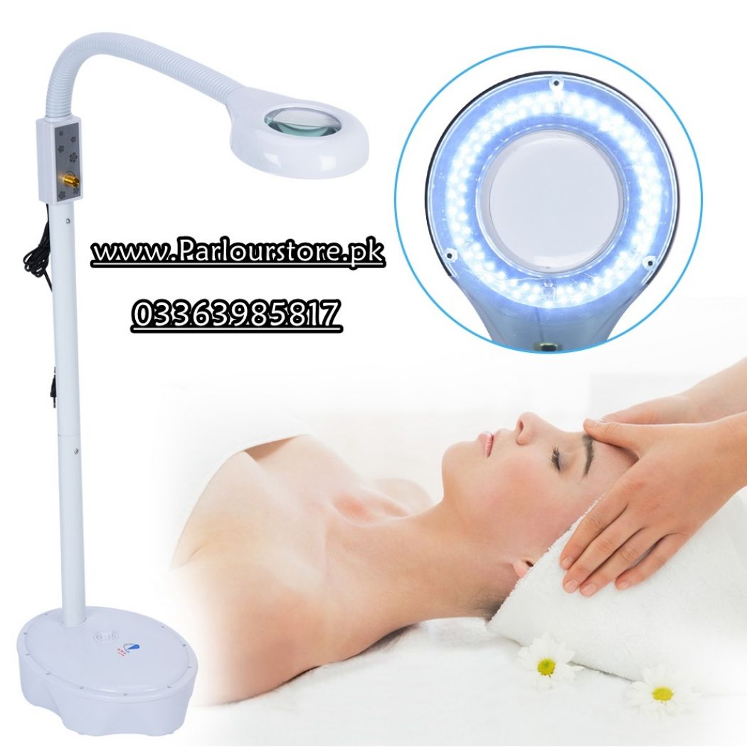 LED Magnifying Floor Stand Light Magnifier Glass Len Facial Lamp Beauty